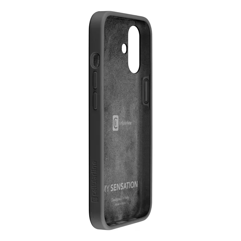 Cellularline Sensation - iPhone 16 minkšto lietimo silikono dėklas, Dangtelis, Apple, iPhone 16, 15,5 cm (6,1 colio), Juoda