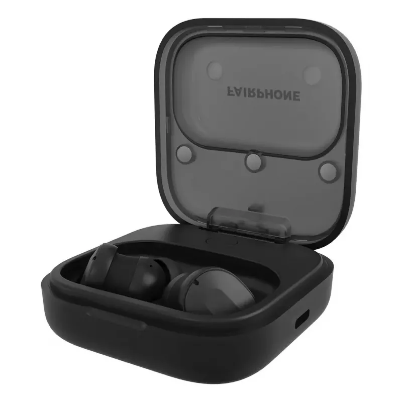 Ausinės Fairphone Fairbuds TWS įdedamos, juodos – Bluetooth, USB‑C, 20–20 000 Hz, 10 m veikimo nuotolis
