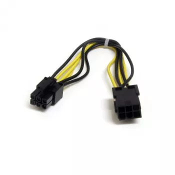 StarTech.com 8 col. 6 kaiš. PCI Express maitinimo ilginimo laidas, PCI-E (6 kaiš.), PCI-E (6 kaiš.), 0,15 m, Vienagas, Patele, Juoda, Geltona
