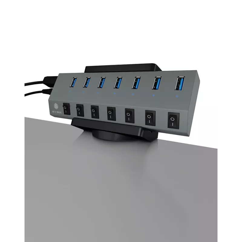 ICY BOX IB-MSA106-HH Pasyvus laikiklis USB šakotuvas Juoda
