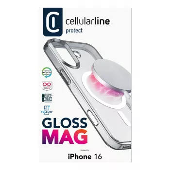 Cellularline Gloss Mag - iPhone 16 magnetinis dėklas įkrovimui ir prijungimui prie MagSafe įkroviklio