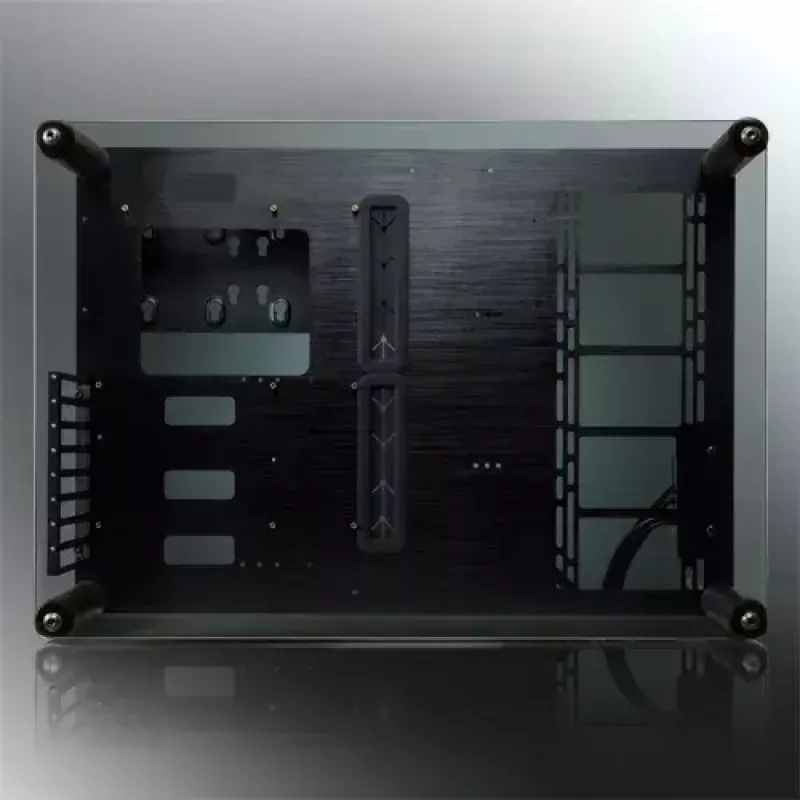 RAIJINTEK Paean stalinio kompiuterio korpusas — juodas permatomas, ATX/Micro-ATX/Mini-ITX, 4x USB 3.2 Gen1, 3x3,5 colio + 3x2,5 colio skyriai