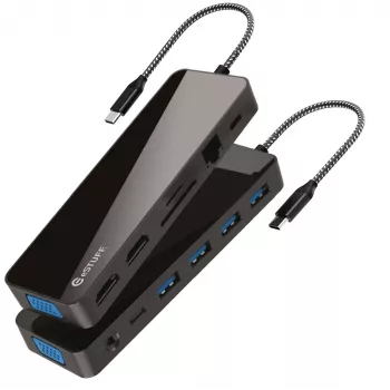 Nešiojamojo kompiuterio dokas eSTUFF GLB235470 USB maitinimo tiekimas 100 W Ethernet 1000 Mbit/s