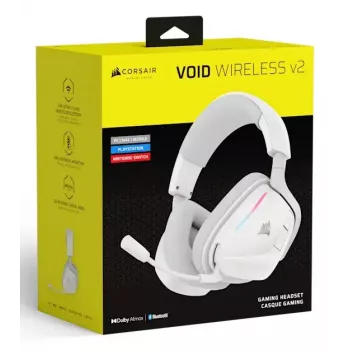 Ausinės Corsair VOID WIRELESS v2 laidinės ir belaidės Bluetooth baltos