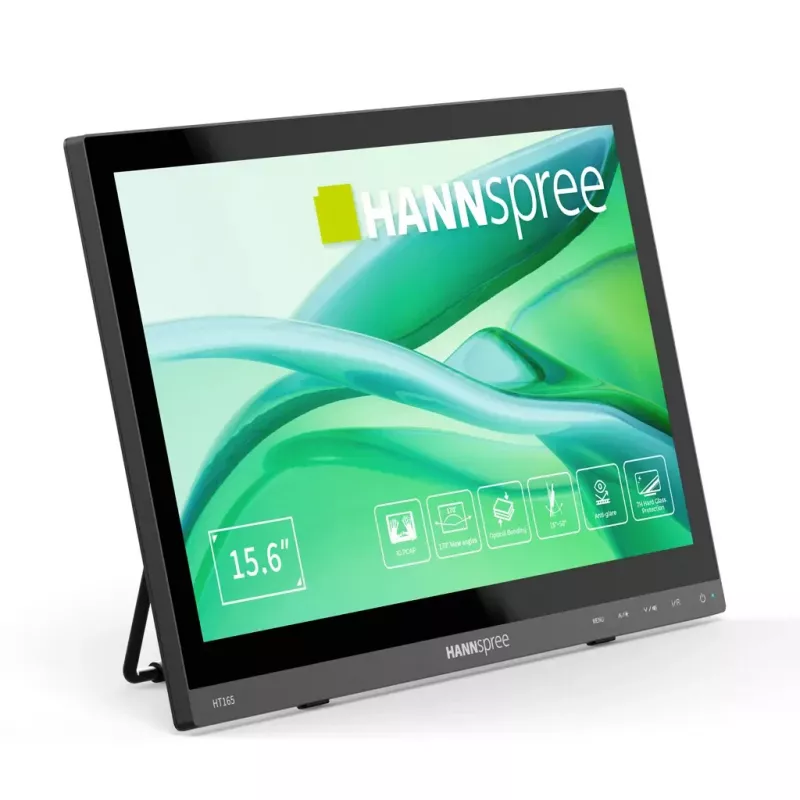HANNspree HT165HPB 15,6 colio (39,6 cm) Full HD IPS LCD jutiklinis monitorius 1920×1080, 15 ms, VESA, garsiakalbiai, juodas