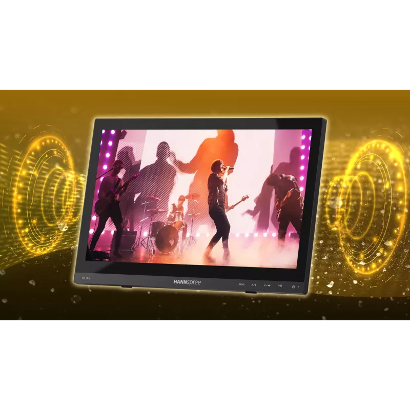 HANNspree HT165HPB 15,6 colio (39,6 cm) Full HD IPS LCD jutiklinis monitorius 1920×1080, 15 ms, VESA, garsiakalbiai, juodas