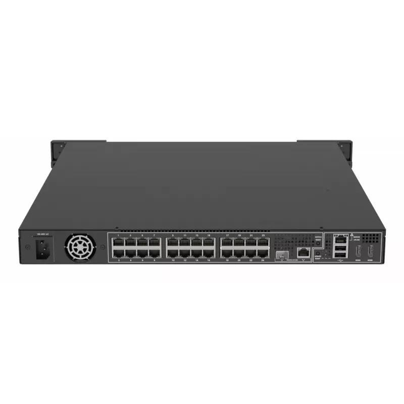 Tinklo vaizdo registratorius AXIS S2224 Mk II 1U Juoda — 24 kanalai, iki 7680×4320, 6 TB HDD, 256 GB SSD, RAID 0/1/10