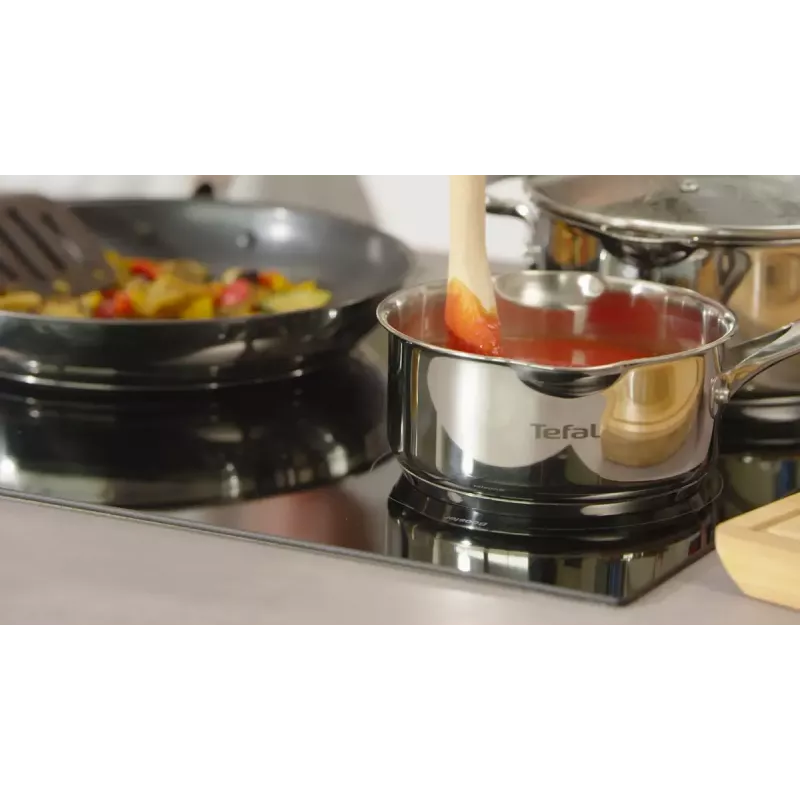 Puodų rinkinys Tefal Duetto+ G719S7, nerūdijantis plienas, 7 vnt. (puodai Ø16/20/24 cm, troškintuvas Ø16 cm), indukcinis, dangčiai, tinkamas orkaitei iki 250°C