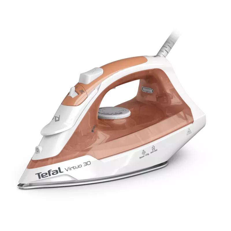 Tefal Virtuo 30 FV2C40E0 lygintuvas Sausas ir garo lygintuvas Keraminis padas 2000 W Persikų, Balta