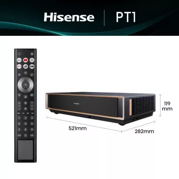 Projektorius HISENSE PT1 3D Smart TV, 16:9, Wi‑Fi ir Ethernet, HDR (HLG), HDMI 2.0/2.1, juodas