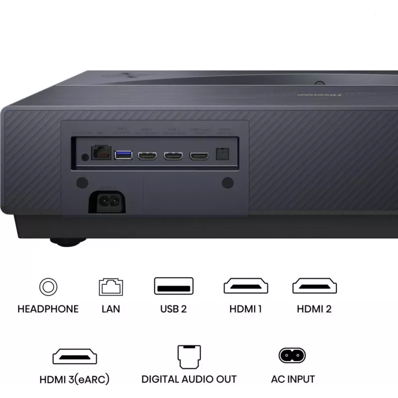 Projektorius HISENSE PT1 3D Smart TV, 16:9, Wi‑Fi ir Ethernet, HDR (HLG), HDMI 2.0/2.1, juodas