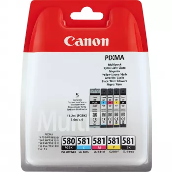 Cartridge Canon PGI-580 PGBK/CLI-581 CMYBK Assorted Juoda Žydra Magenta