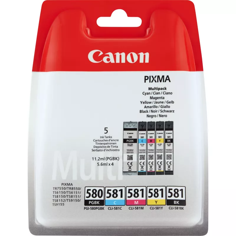 Cartridge Canon PGI-580 PGBK/CLI-581 CMYBK Assorted Juoda Žydra Magenta