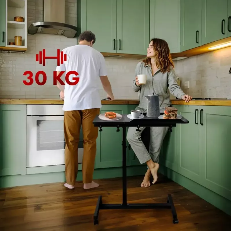 Mobilus aukščio reguliavimo nešiojamas stalo stovas MACLEAN MC-121 B — reguliuojamas aukštis, pakreipimas, ratukai, 30 kg apkrova, juodas