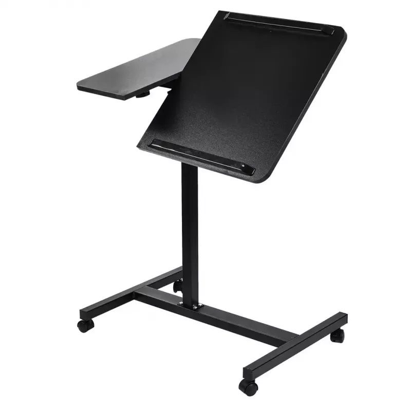 Mobilus aukščio reguliavimo nešiojamas stalo stovas MACLEAN MC-121 B — reguliuojamas aukštis, pakreipimas, ratukai, 30 kg apkrova, juodas