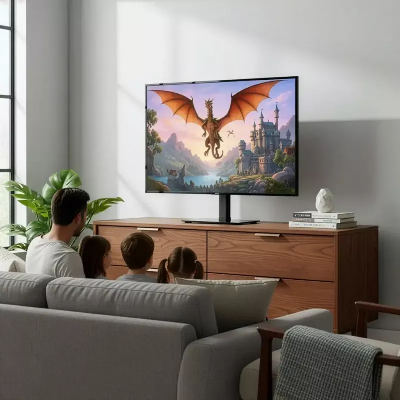 TV stovas MACLEAN MC-132, skirtas 32–55 colių televizoriams, palaiko iki 35 kg, 20° pasukimas, VESA 75x75–400x400