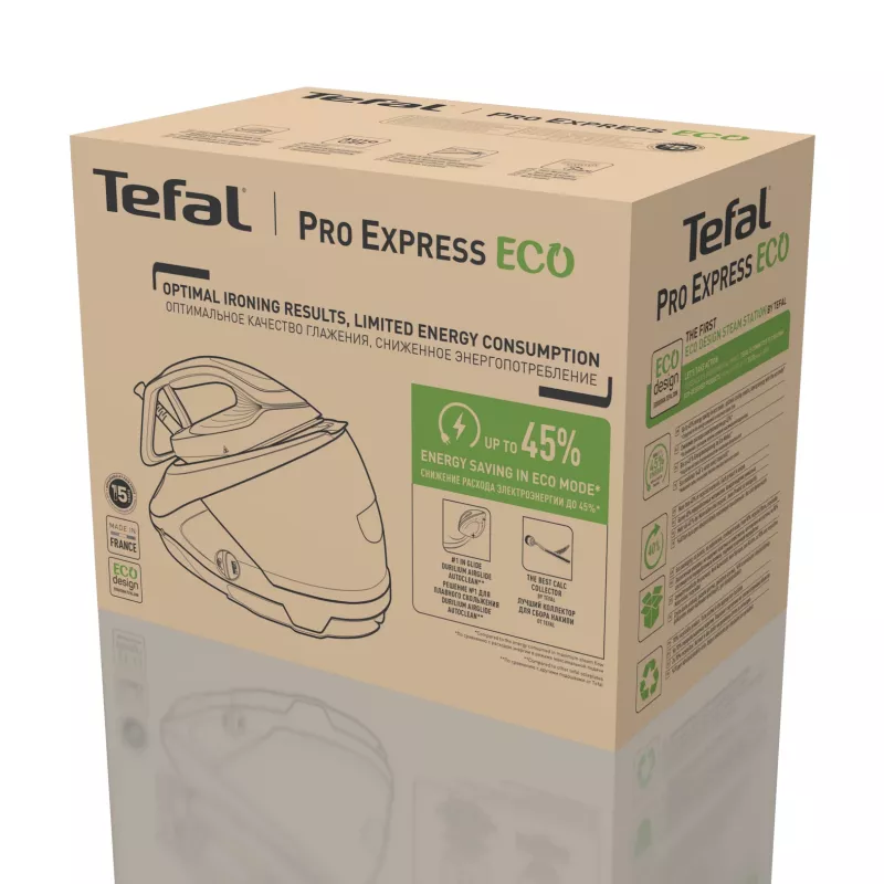 Tefal Pro Express Eco GV9E22E0 garo lyginimo stotis 2200 W 1,8 l Durilium AirGlide Autoclean padas Smėlio, Balta
