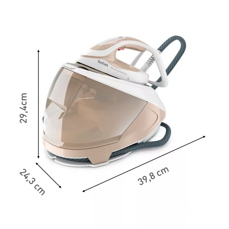 Tefal Pro Express Eco GV9E22E0 garo lyginimo stotis 2200 W 1,8 l Durilium AirGlide Autoclean padas Smėlio, Balta