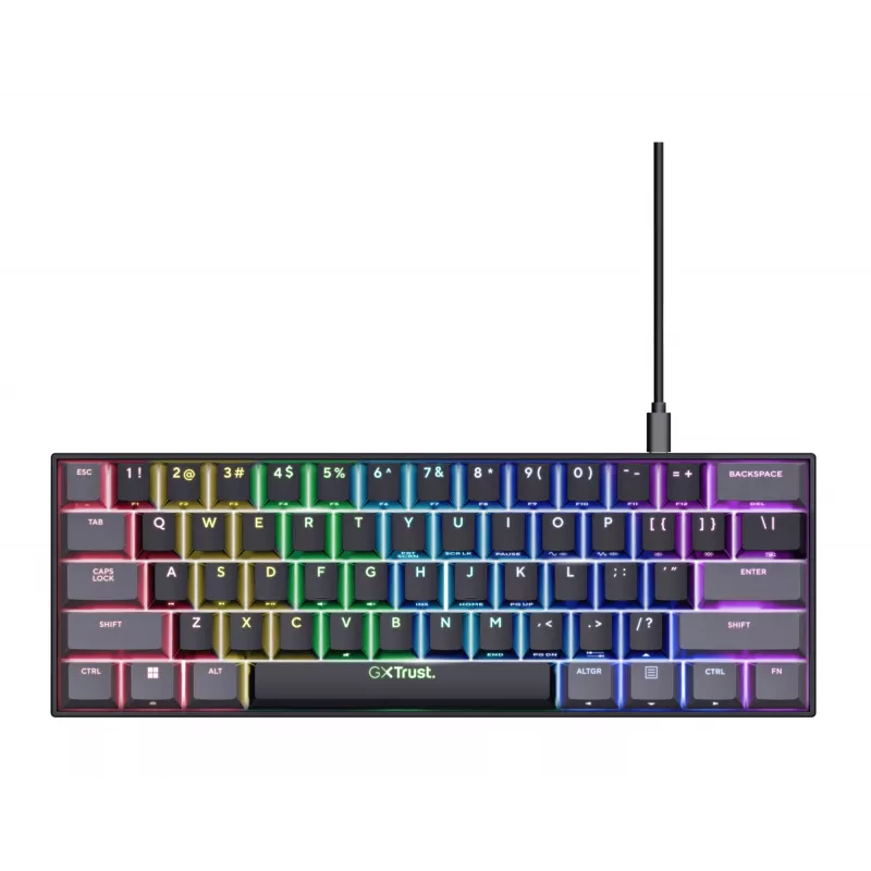 Trust GXT 867 Acira klaviatūra, žaidimams, USB, QWERTY, US English, juoda