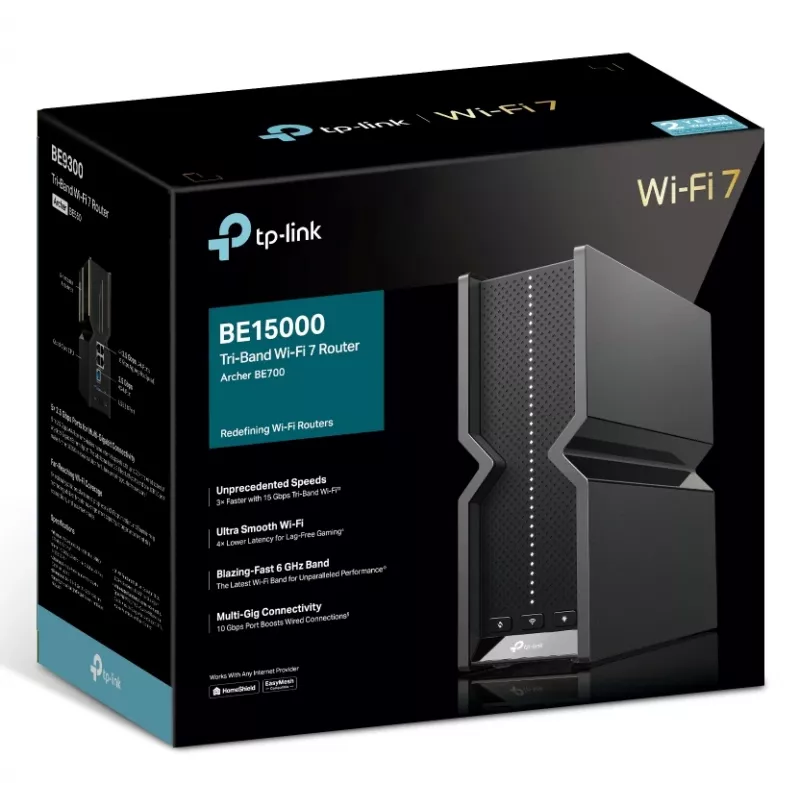 TP-Link Archer BE700 belaidis maršrutizatorius Multi-Gigabit Ethernet Tri-band (2.4 GHz / 5 GHz / 6 GHz) juodas