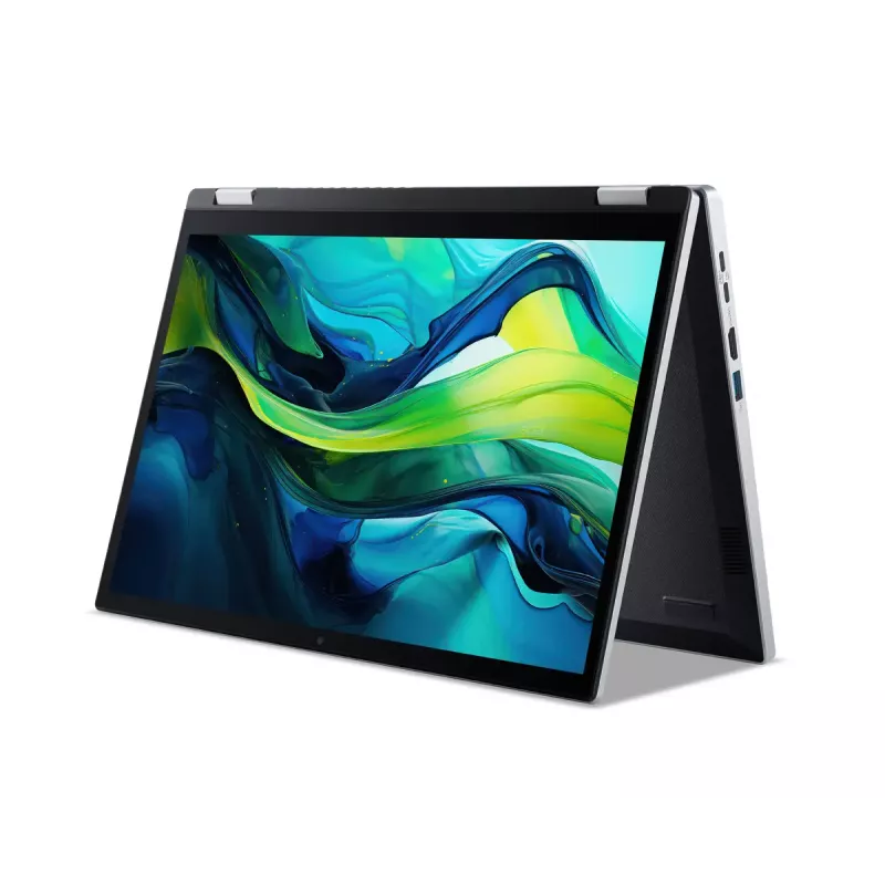 Hibridinis (2-in-1) nešiojamasis kompiuteris Acer Aspire Go Spin 14 AGSP14-31PT-C72L — 14 colių WUXGA jutiklinis ekranas, Intel N150, 16 GB LPDDR5, 512 GB SSD, Windows 11 Home, sidabrinis