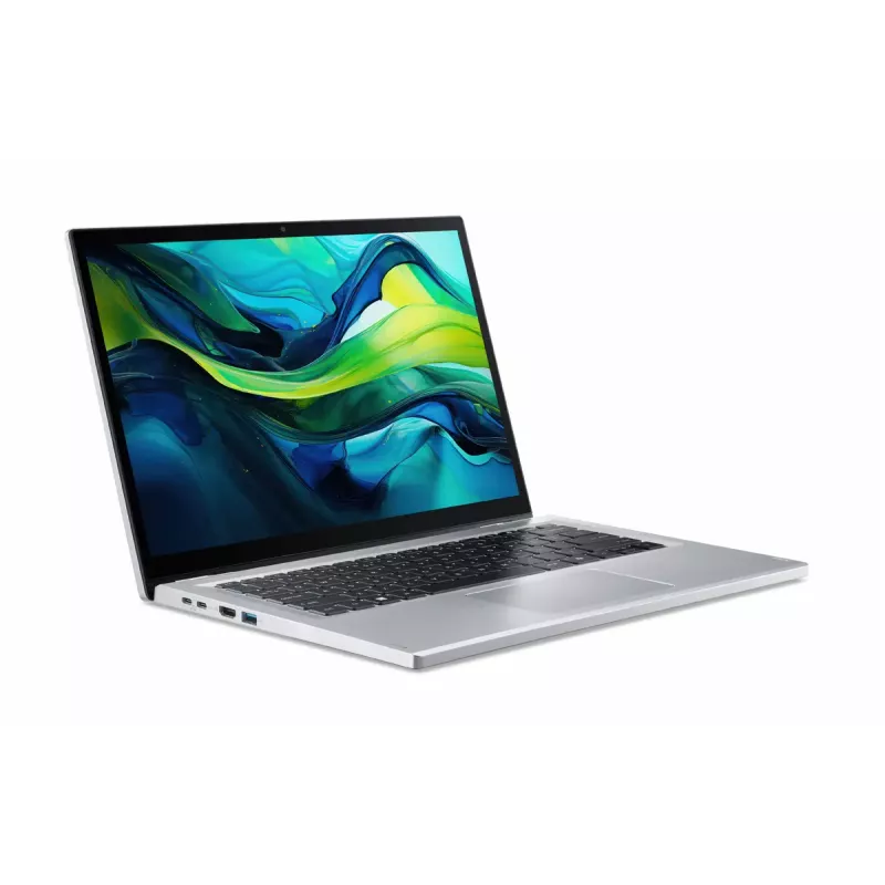 Hibridinis (2-in-1) nešiojamasis kompiuteris Acer Aspire Go Spin 14 AGSP14-31PT-C72L — 14 colių WUXGA jutiklinis ekranas, Intel N150, 16 GB LPDDR5, 512 GB SSD, Windows 11 Home, sidabrinis