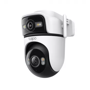 TP-Link Tapo Outdoor Dual Lens Pan/Tilt Security Camera, IP apsaugos kamera, lauko, laidinė ir belaidė, montavimas ant lubų/sienos/stulpo, balta, sferinė