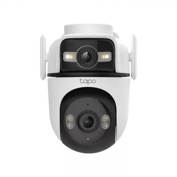 TP-Link Tapo Outdoor Dual Lens Pan/Tilt Security Camera, IP apsaugos kamera, lauko, laidinė ir belaidė, montavimas ant lubų/sienos/stulpo, balta, sferinė