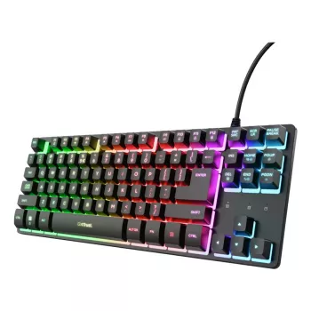 Tenkeyless žaidimų klaviatūra TRUST GXT 833 Thado, TKL 87 klavišų, USB, QWERTY US, membraninė, RGB, juoda