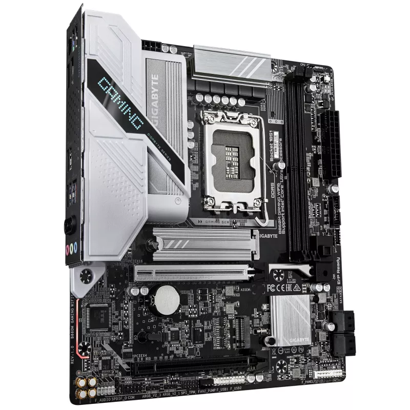 Pagrindinė plokštė GIGABYTE B860M GAMING WIFI6 — Micro ATX, LGA 1851, DDR5 iki 9066 MHz, 2 DIMM, PCIe 5.0, 2.5GbE, Wi‑Fi 6E