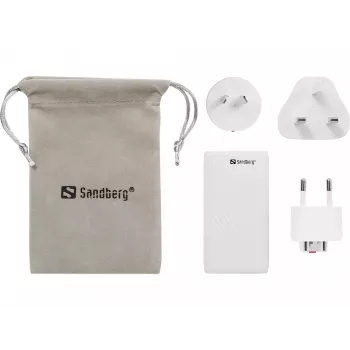 Sandberg 4in1 TravelCharger 65W baltas, vidaus, AC, 20 V, baltas