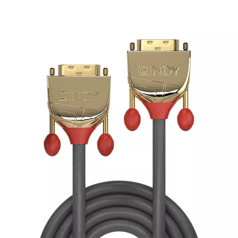 Lindy 7,5 m DVI-D Dual Link laidas, Gold Line, 7,6 m, DVI-D, DVI-D, vyriška, vyriška, juoda, auksinė