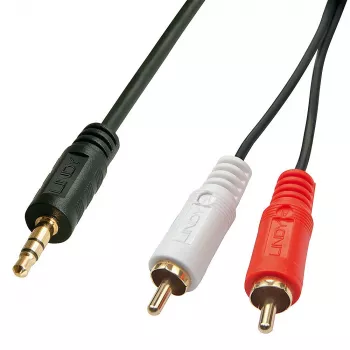 Lindy 3 m Premium Phono To 3.5mm laidas, 2 x RCA, vyriška, 3.5mm, vyriška, 3 m, juoda