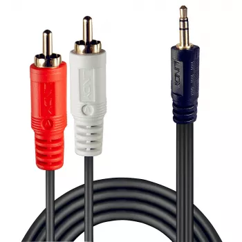 Lindy 3 m Premium Phono To 3.5mm laidas, 2 x RCA, vyriška, 3.5mm, vyriška, 3 m, juoda