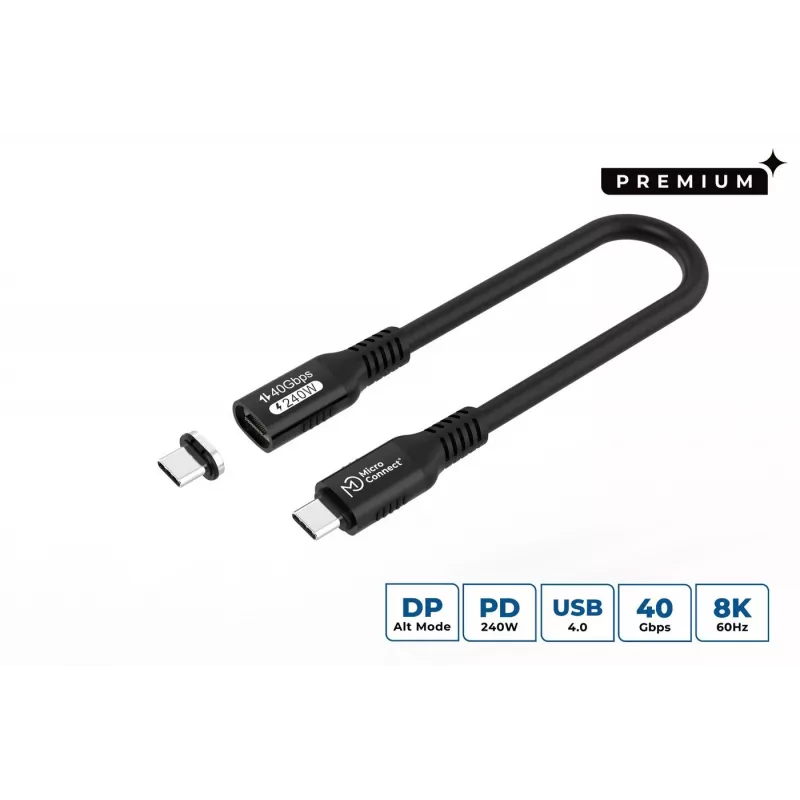 USB4 Gen 3x2 USB-C į USB-C laidas MicroConnect MC-LS-USB4CC0.15, 0,15 m, juodas