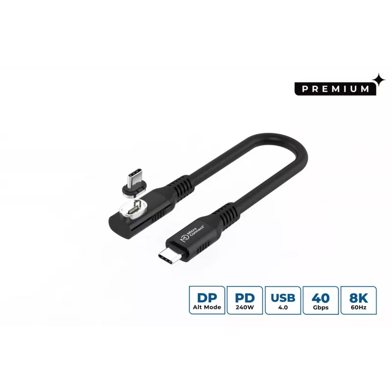USB4 Gen 3x2 USB-C į USB-C kabelis MicroConnect MC-LS-USB4CC0.15-A — 0,15 m, juodas