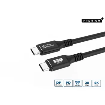 USB-C į USB-C kabelis MicroConnect USB3.2CC015 — USB 3.2 Gen 2x2, 0,15 m, juodas