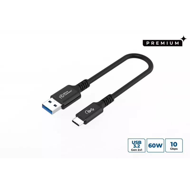 Microconnect USB3.2AC015 USB laidas USB 3.2 Gen 2 (3.1 Gen 2) 0,15 m USB C USB A Juodas