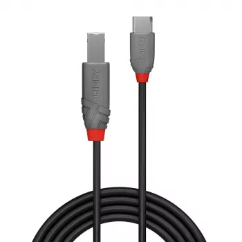 Lindy 2m USB 2.0 Type C to B laidas, Anthra Line, 2 m, USB C, USB B, USB 2.0, 0,48 Gbit/s, juoda