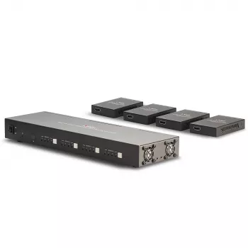 Lindy 70m Cat.6 4x4 HDMI 4K60 Matrix Extender, 3840 x 2160 pikselių, AV siųstuvas ir imtuvas, 70 m, laidinis, juodas, HDCP