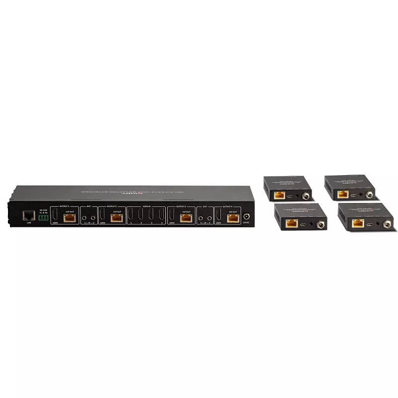 Lindy 70m Cat.6 4x4 HDMI 4K60 Matrix Extender, 3840 x 2160 pikselių, AV siųstuvas ir imtuvas, 70 m, laidinis, juodas, HDCP