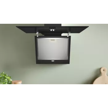 Bosch 2 serijos DWK65DK60 viryklės gaubtas, tvirtinamas prie sienos, juodas, 430 m³/h