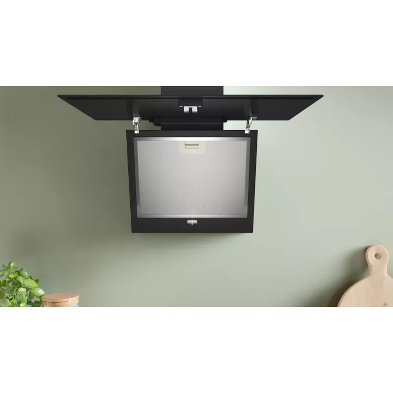 Bosch 2 serijos DWK65DK60 viryklės gaubtas, tvirtinamas prie sienos, juodas, 430 m³/h