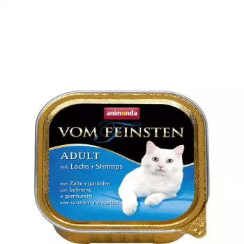 Šlapias kačių maistas animonda Vom Feinsten Mature Salmon 100 g — suaugusios katės, padėklas, be glitimo ir sojos