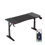Reguliuojamo aukščio žaidimų stalas huzaro Hero 3.6 RGB Juoda — 1400×600 mm, aukštis 560–790 mm, RGB apšvietimas, H formos kojos