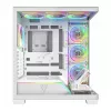 PC korpusas MODECOM VOLCANO STELLAR PLUS ARGB MIDI 8F WHITE — midi bokštas, ATX, grūdintas stiklas, ARGB apšvietimas, 8 ventiliatoriai, GPU iki 42 cm
