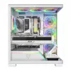 PC korpusas MODECOM VOLCANO STELLAR PLUS ARGB MIDI 8F WHITE — midi bokštas, ATX, grūdintas stiklas, ARGB apšvietimas, 8 ventiliatoriai, GPU iki 42 cm