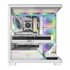 PC korpusas MODECOM VOLCANO STELLAR PLUS ARGB MIDI 8F WHITE — midi bokštas, ATX, grūdintas stiklas, ARGB apšvietimas, 8 ventiliatoriai, GPU iki 42 cm
