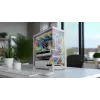 PC korpusas MODECOM VOLCANO STELLAR PLUS ARGB MIDI 8F WHITE — midi bokštas, ATX, grūdintas stiklas, ARGB apšvietimas, 8 ventiliatoriai, GPU iki 42 cm