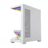 PC korpusas MODECOM VOLCANO STELLAR PLUS ARGB MIDI 8F WHITE — midi bokštas, ATX, grūdintas stiklas, ARGB apšvietimas, 8 ventiliatoriai, GPU iki 42 cm